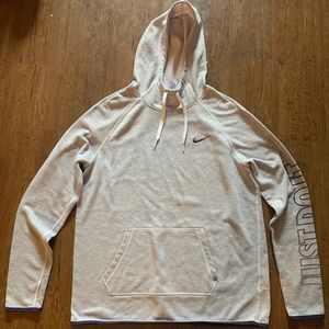Nike Hoodie Grey Pullover Just Do It Lightweight Athletic Woman’s Size Large